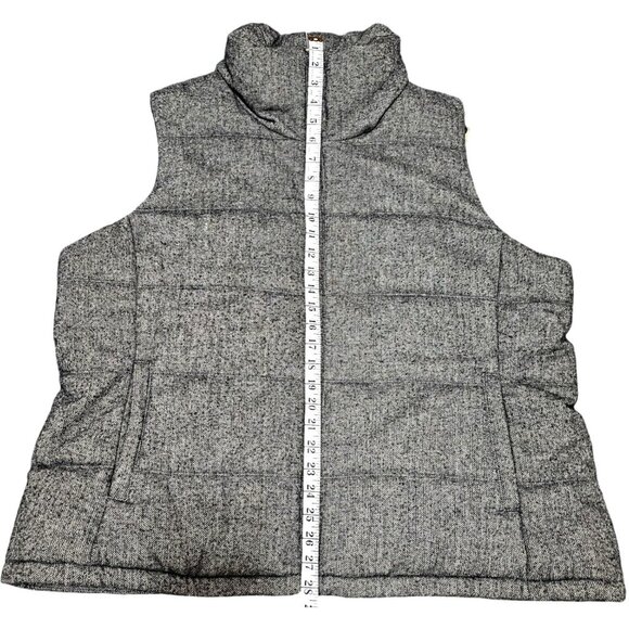 Old Navy Gray Herringbone Quilted Puffer Vest XXL With Zip Closure & Pockets - Picture 7 of 11